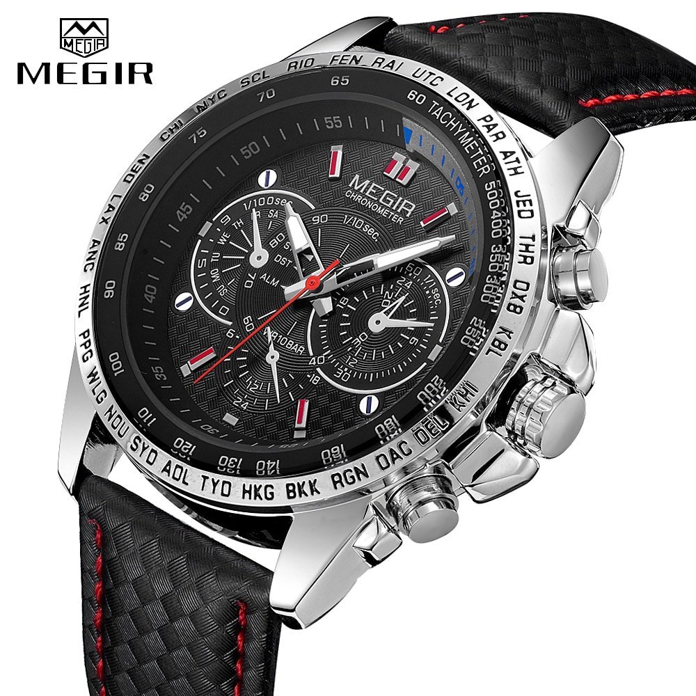 MEGIR montre bracelet en cuir Quartz pour hommes marque de luxe mode lumineuse tanche tendance d