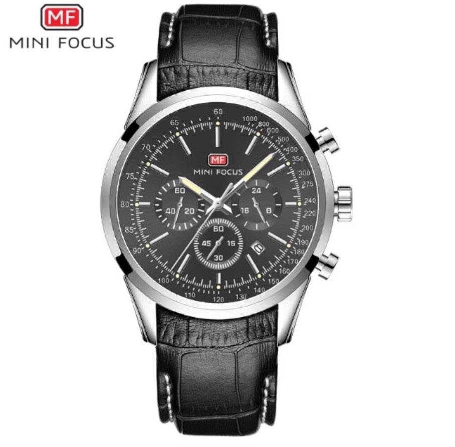 Montre Homme MINI FOCUS MF06 Cuir Noir avec Affichage Chronographe 12 Montre Homme MINI FOCUS MF06 Cuir Noir avec Affichage Chronographe 12