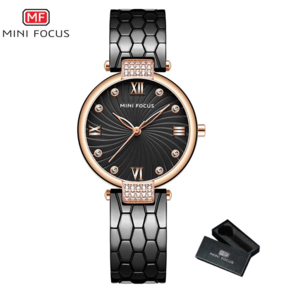 Montre MINI FOCUS MF01 Bracelet en Acier Noir pour Femme 2 Montre MINI FOCUS MF01 Bracelet en Acier Noir pour Femme 2