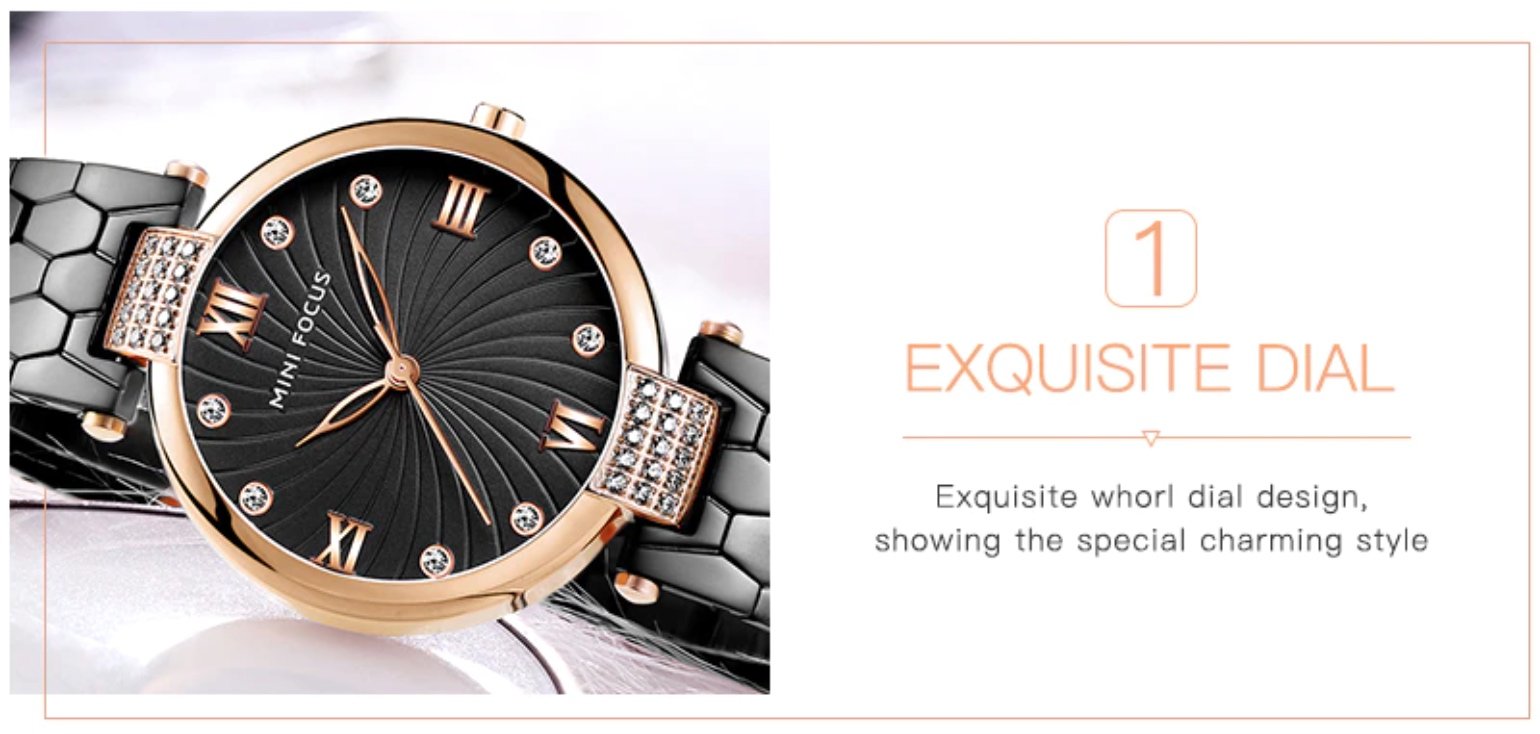 Montre MINI FOCUS MF01 Bracelet en Acier Noir pour Femme 4 Montre MINI FOCUS MF01 Bracelet en Acier Noir pour Femme 4