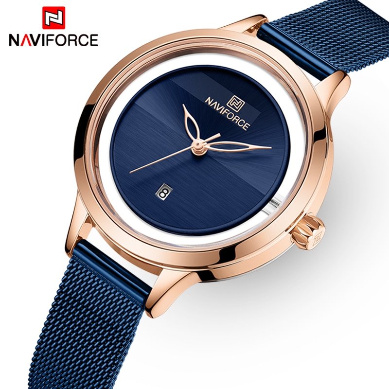 NAVIFORCE montre Quartz Simple cr ative en maille d acier Bracelet pour filles nouvelle collection 1 NAVIFORCE montre Quartz Simple cr ative en maille d acier Bracelet pour filles nouvelle collection 1