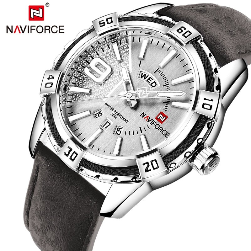 NAVIFORCE montre bracelet Quartz pour homme tanche la mode militaire sport Date nouvelle collection