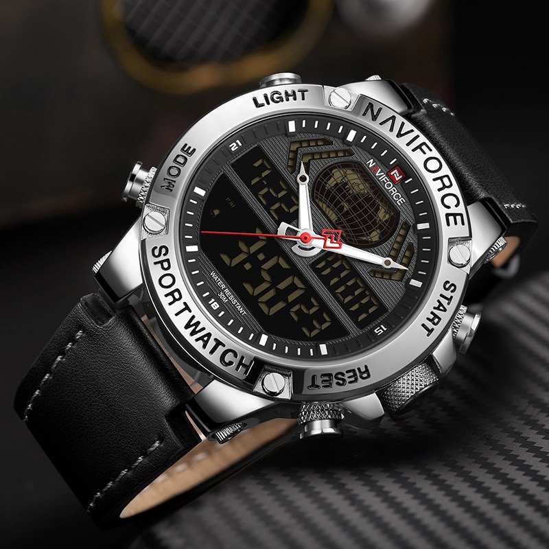 NAVIFORCE montre bracelet en cuir pour hommes Sport tanche Quartz analogique num rique militaire 2 NAVIFORCE montre bracelet en cuir pour hommes Sport tanche Quartz analogique num rique militaire 2