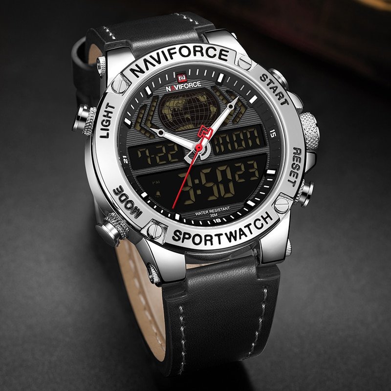 NAVIFORCE montre bracelet en cuir pour hommes Sport tanche Quartz analogique num rique militaire 3 NAVIFORCE montre bracelet en cuir pour hommes Sport tanche Quartz analogique num rique militaire 3