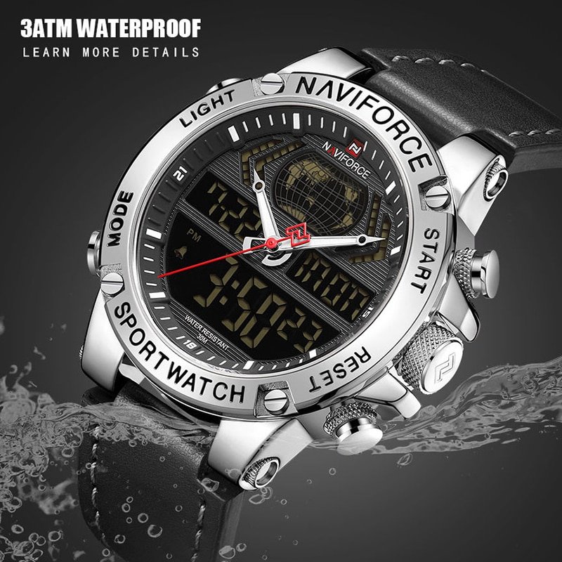 NAVIFORCE montre bracelet en cuir pour hommes Sport tanche Quartz analogique num rique militaire 5 NAVIFORCE montre bracelet en cuir pour hommes Sport tanche Quartz analogique num rique militaire 5
