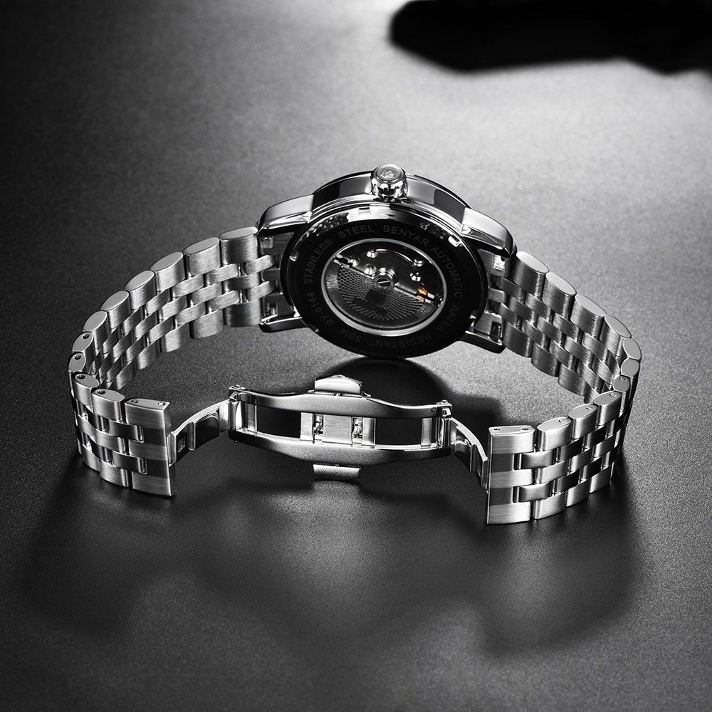 BENYAR montre bracelet d alarme m canique pour hommes tanche haute qualit automatique luxe acier reloj 2