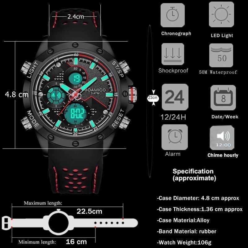 BOAMIGO montre analogique Quartz bleue pour hommes mode num rique militaire chronographe bracelet en caoutchouc tanche