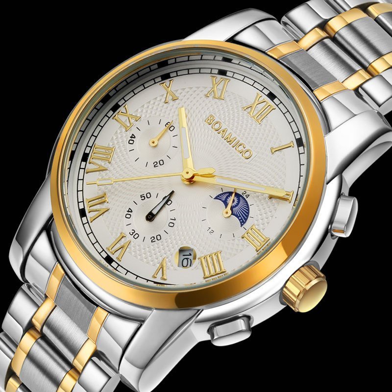 BOAMIGO montre de sport Quartz pour hommes marque de luxe bracelet en acier inoxydable multicolore populaire 2