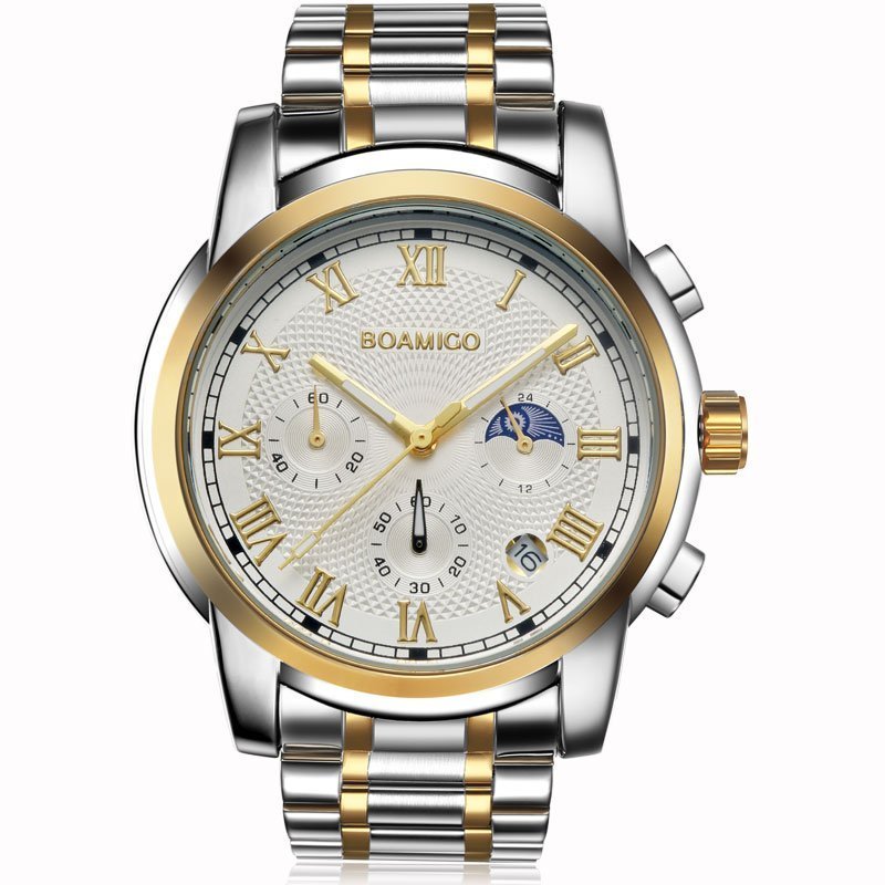 BOAMIGO montre de sport Quartz pour hommes marque de luxe bracelet en acier inoxydable multicolore populaire