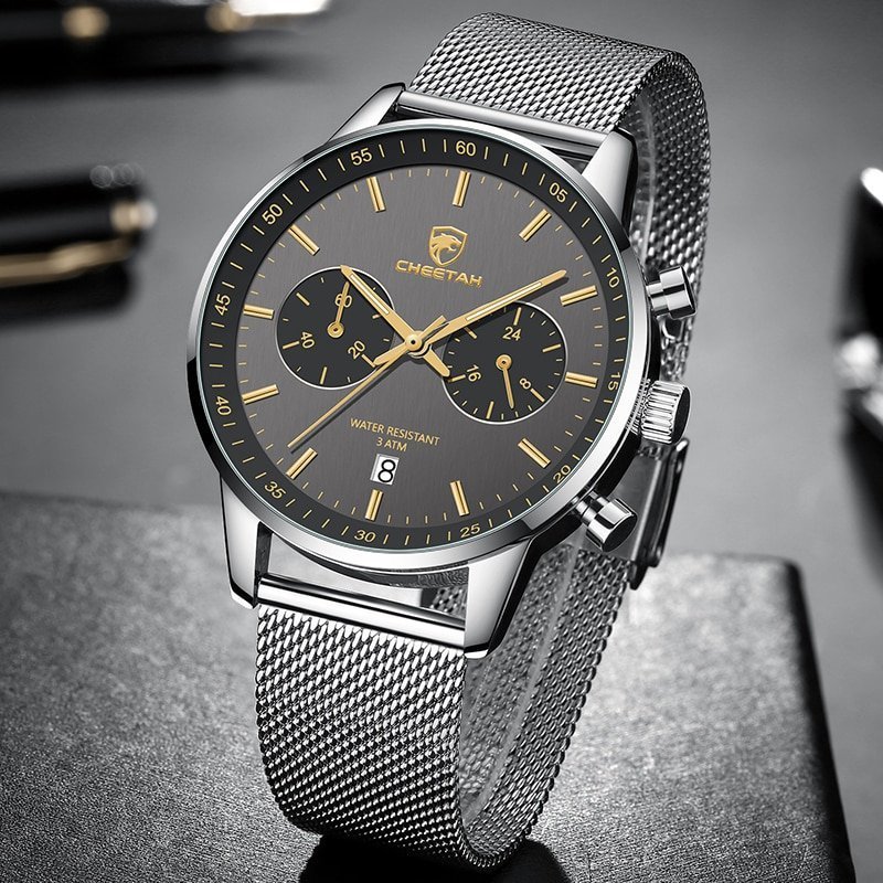 CHEETAH montre Quartz pour hommes montre pour hommes en acier inoxydable tanche chronographe de sport et 1