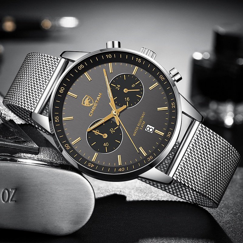 CHEETAH montre Quartz pour hommes montre pour hommes en acier inoxydable tanche chronographe de sport et 3