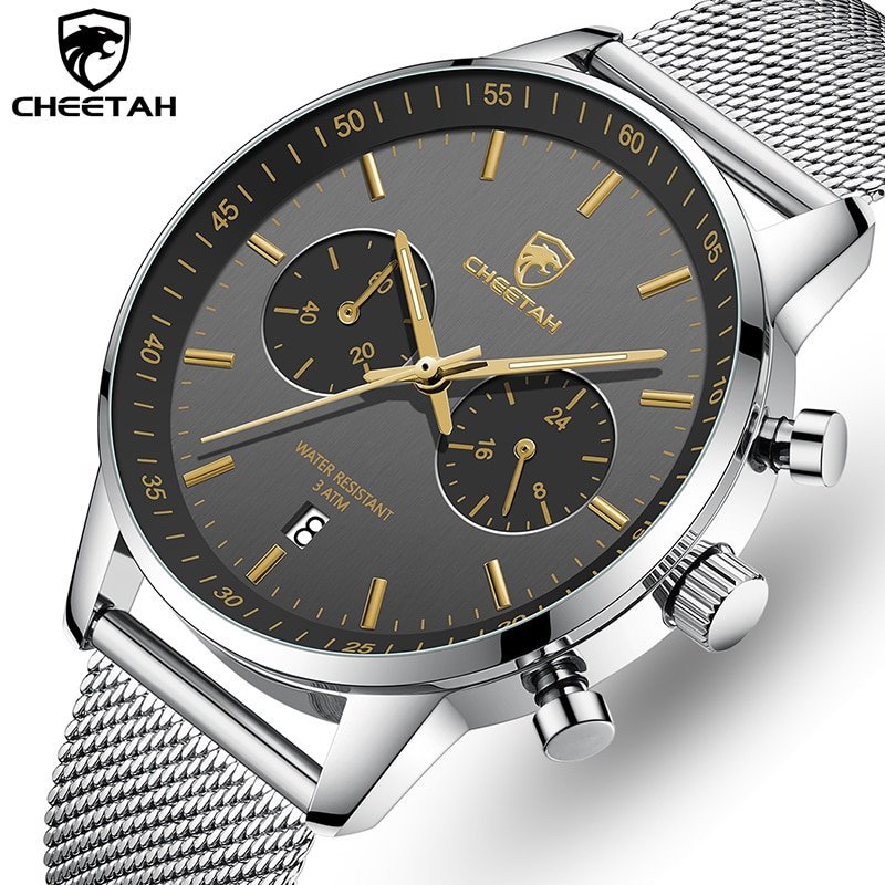 CHEETAH montre Quartz pour hommes montre pour hommes en acier inoxydable tanche chronographe de sport et