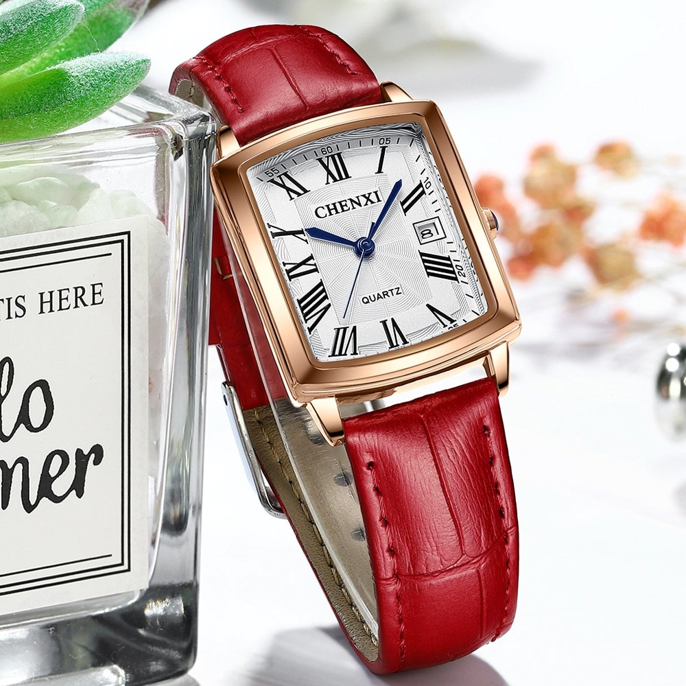 CHENXI Montre Quartz tanche pour femmes marque de luxe bracelet en cuir tendance