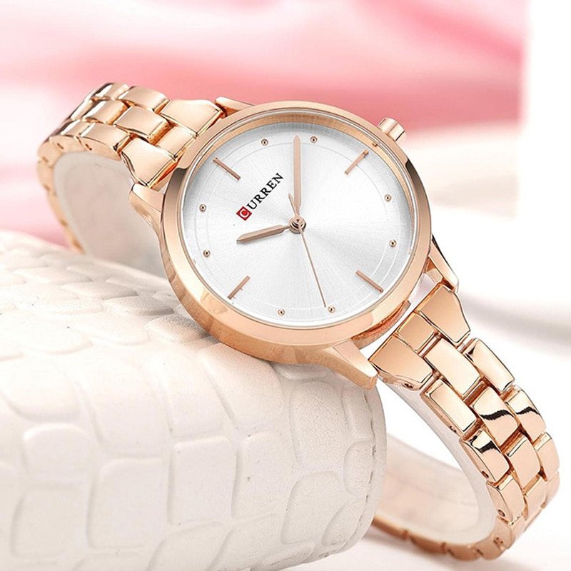 CURREN Montre bracelet Quartz pour femmes en acier inoxydable la mode