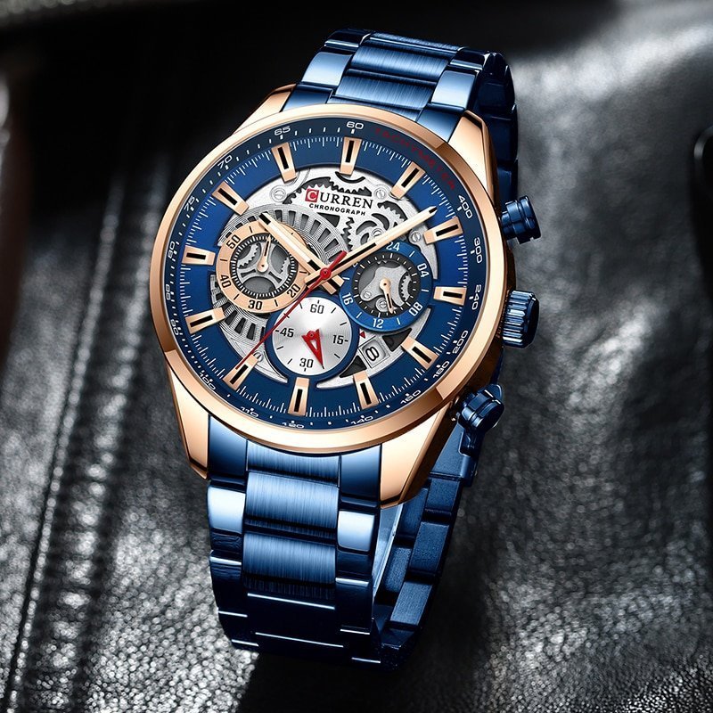 CURREN montre Quartz en acier inoxydable pour hommes chronographe tanche horloge de Sport nouvelle collection 2021 1