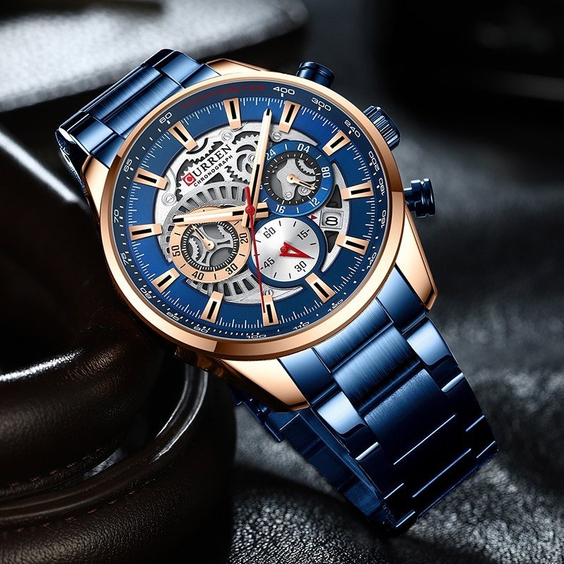 CURREN montre Quartz en acier inoxydable pour hommes chronographe tanche horloge de Sport nouvelle collection 2021 3