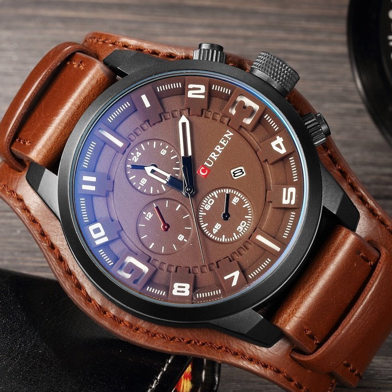 CURREN montre Quartz en cuir pour hommes nouvelle mode masculine montre bracelet de sport de l 1 CURREN montre Quartz en cuir pour hommes nouvelle mode masculine montre bracelet de sport de l 1