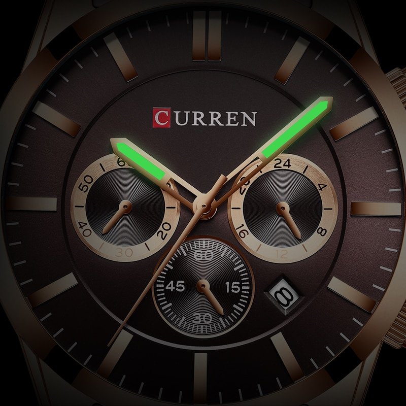 CURREN montre Quartz pour hommes marque de luxe tanche chronographe Date sport 1