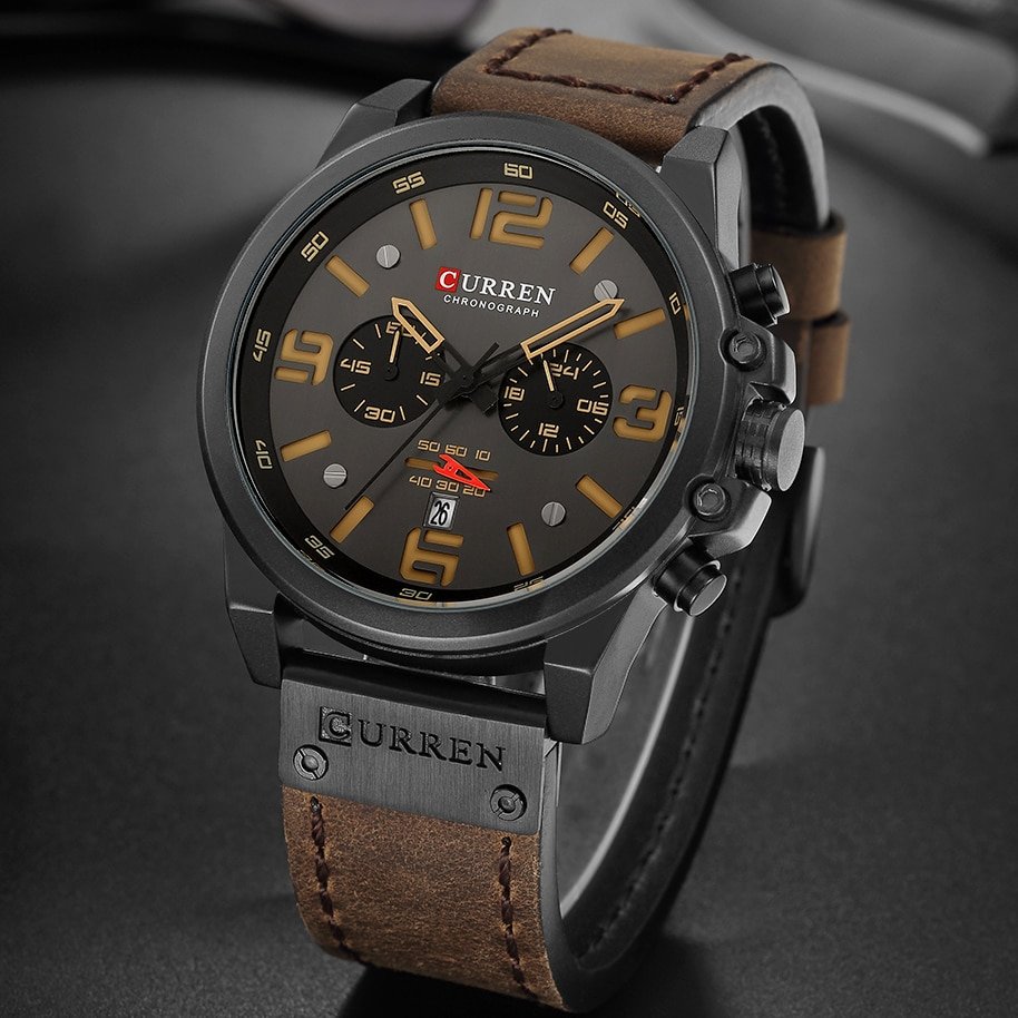 CURREN montre bracelet Quartz en cuir pour homme marque de luxe Date militaire Sport nouvelle collection 1