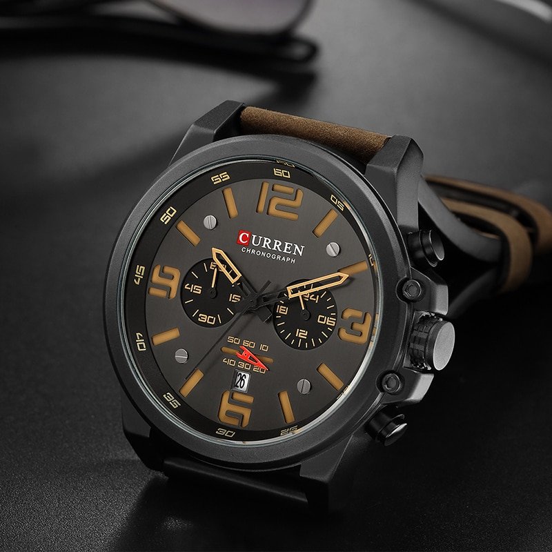 CURREN montre bracelet Quartz en cuir pour homme marque de luxe Date militaire Sport nouvelle collection 2