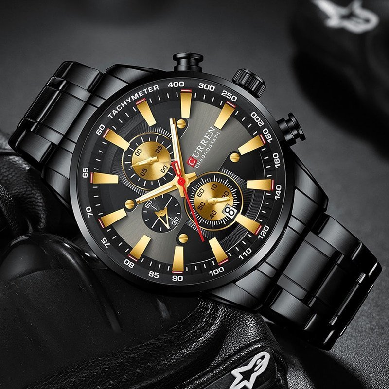 CURREN montre bracelet de sport Quartz pour hommes en acier inoxydable de marque sup rieure noir 2 CURREN montre bracelet de sport Quartz pour hommes en acier inoxydable de marque sup rieure noir 2