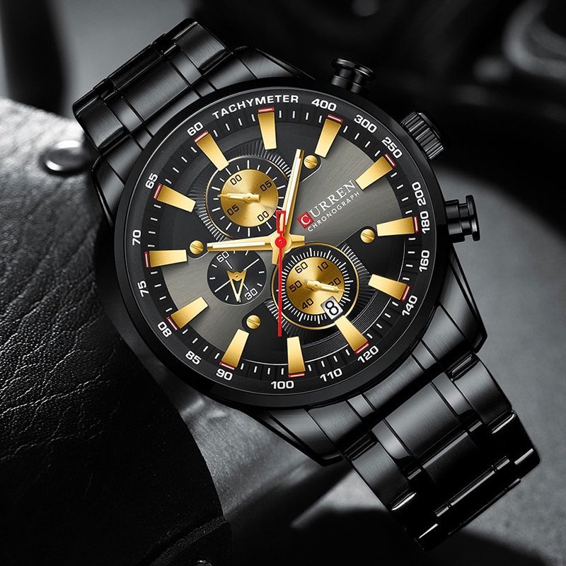 CURREN montre bracelet de sport Quartz pour hommes en acier inoxydable de marque sup rieure noir 4 CURREN montre bracelet de sport Quartz pour hommes en acier inoxydable de marque sup rieure noir 4