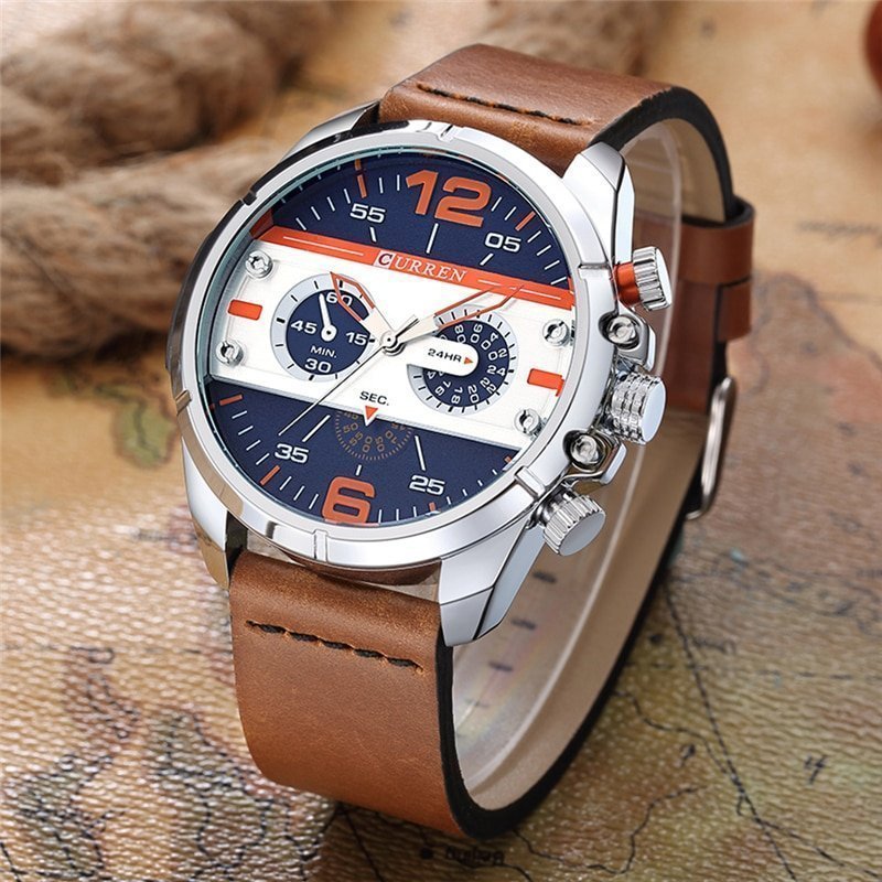 CURREN montre bracelet en cuir pour homme marque de luxe style militaire sport Quartz nouvelle collection 1 CURREN montre bracelet en cuir pour homme marque de luxe style militaire sport Quartz nouvelle collection 1