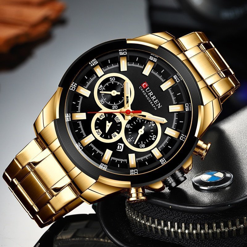 CURREN montre de Sport de luxe pour hommes grande marque Quartz en acier militaire chronographe Design 1 CURREN montre de Sport de luxe pour hommes grande marque Quartz en acier militaire chronographe Design 1