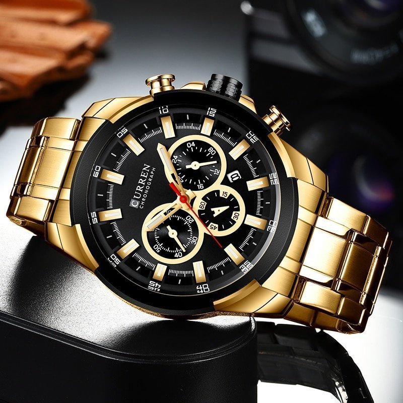 CURREN montre de Sport de luxe pour hommes grande marque Quartz en acier militaire chronographe Design 2 CURREN montre de Sport de luxe pour hommes grande marque Quartz en acier militaire chronographe Design 2
