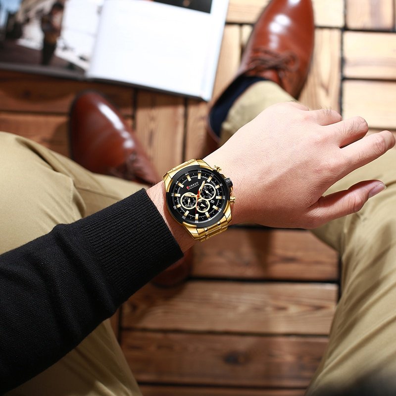 CURREN montre de Sport de luxe pour hommes grande marque Quartz en acier militaire chronographe Design 3 CURREN montre de Sport de luxe pour hommes grande marque Quartz en acier militaire chronographe Design 3