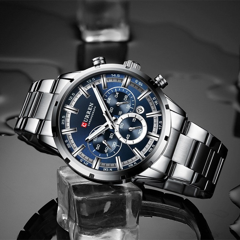 CURREN montre de Sport en acier inoxydable pour homme chronographe Quartz marque de luxe nouvelle collection 3 CURREN montre de Sport en acier inoxydable pour homme chronographe Quartz marque de luxe nouvelle collection 3