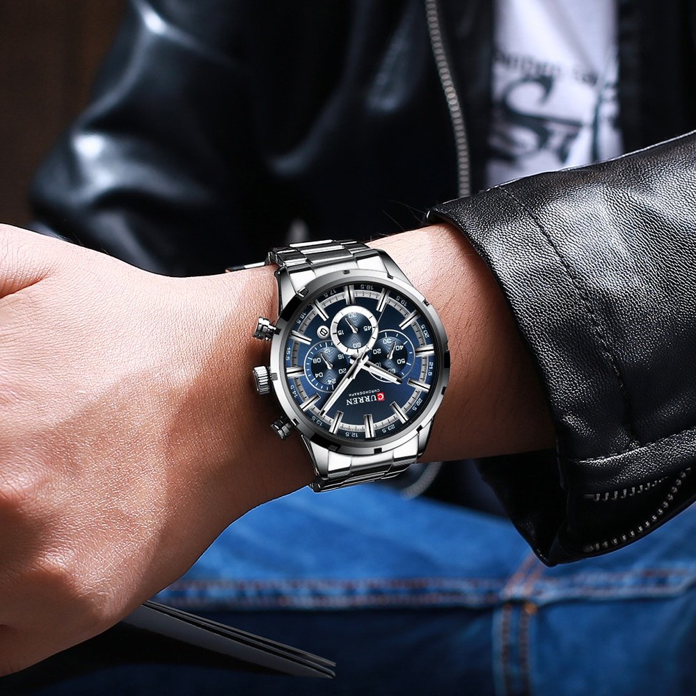 CURREN montre de Sport en acier inoxydable pour homme chronographe Quartz marque de luxe nouvelle collection 5 CURREN montre de Sport en acier inoxydable pour homme chronographe Quartz marque de luxe nouvelle collection 5