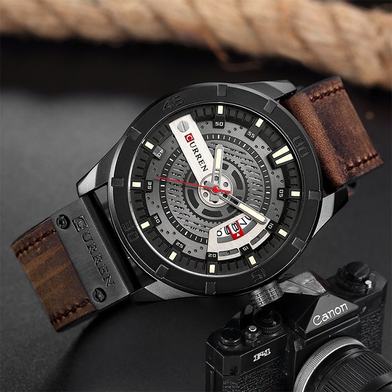 CURREN montre de sport militaire pour hommes marque de luxe analogique Quartz bracelet en cuir 8301 2 CURREN montre de sport militaire pour hommes marque de luxe analogique Quartz bracelet en cuir 8301 2