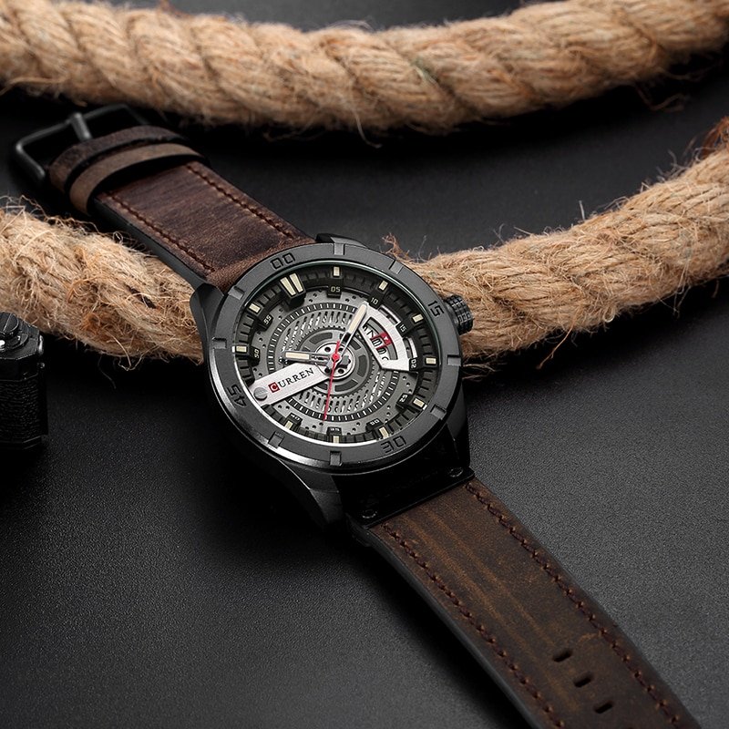 CURREN montre de sport militaire pour hommes marque de luxe analogique Quartz bracelet en cuir 8301 3 CURREN montre de sport militaire pour hommes marque de luxe analogique Quartz bracelet en cuir 8301 3