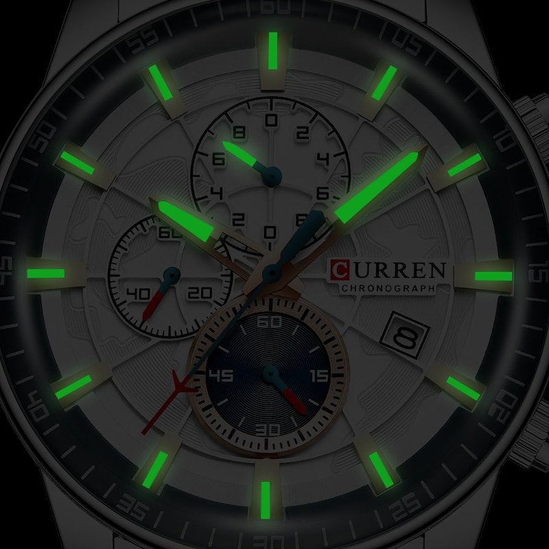 Curren montre de sport Quartz pour hommes en acier inoxydable grand cadran chronographe 1 Curren montre de sport Quartz pour hommes en acier inoxydable grand cadran chronographe 1
