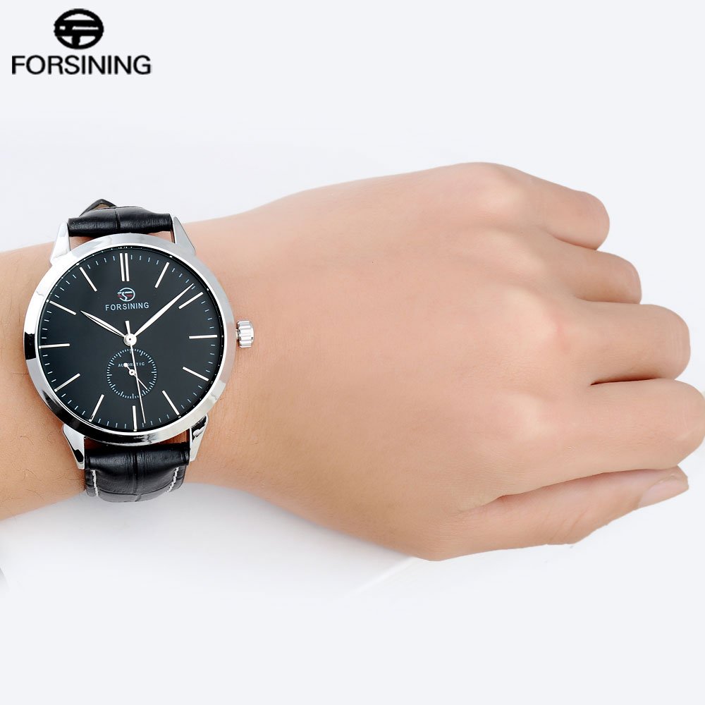 FORSINING montre bracelet m canique en cuir noir pour homme montre d contract e et cr 1 FORSINING montre bracelet m canique en cuir noir pour homme montre d contract e et cr 1