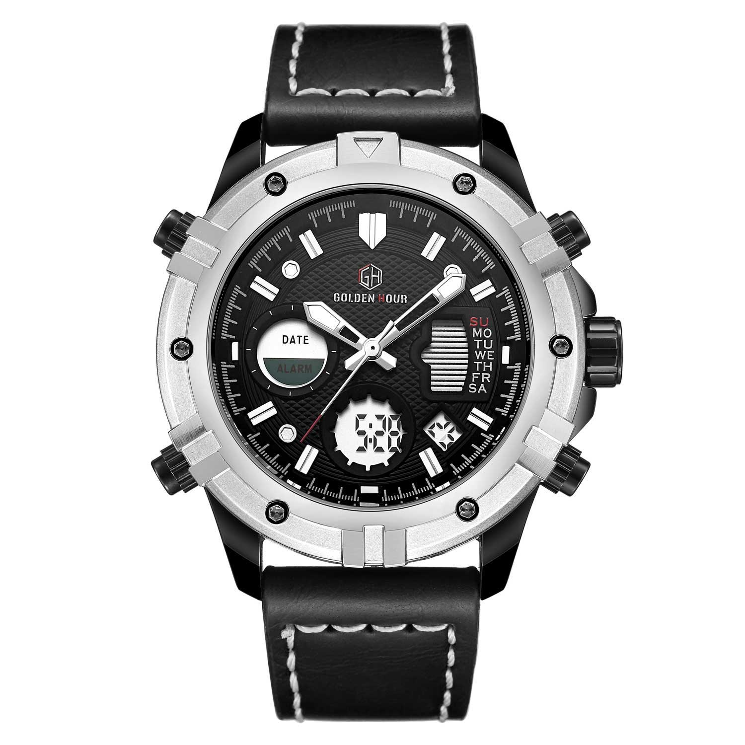 GOLDEN Clock montre bracelet en cuir pour hommes marque de luxe Quartz militaire tanche sport GH111 1