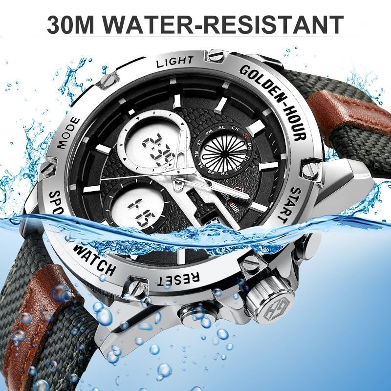 GOLDENHOUR montre bracelet Quartz pour hommes mode militaire double affichage tanche cadran lumineux horloge de Sport 5 GOLDENHOUR montre bracelet Quartz pour hommes mode militaire double affichage tanche cadran lumineux horloge de Sport 5