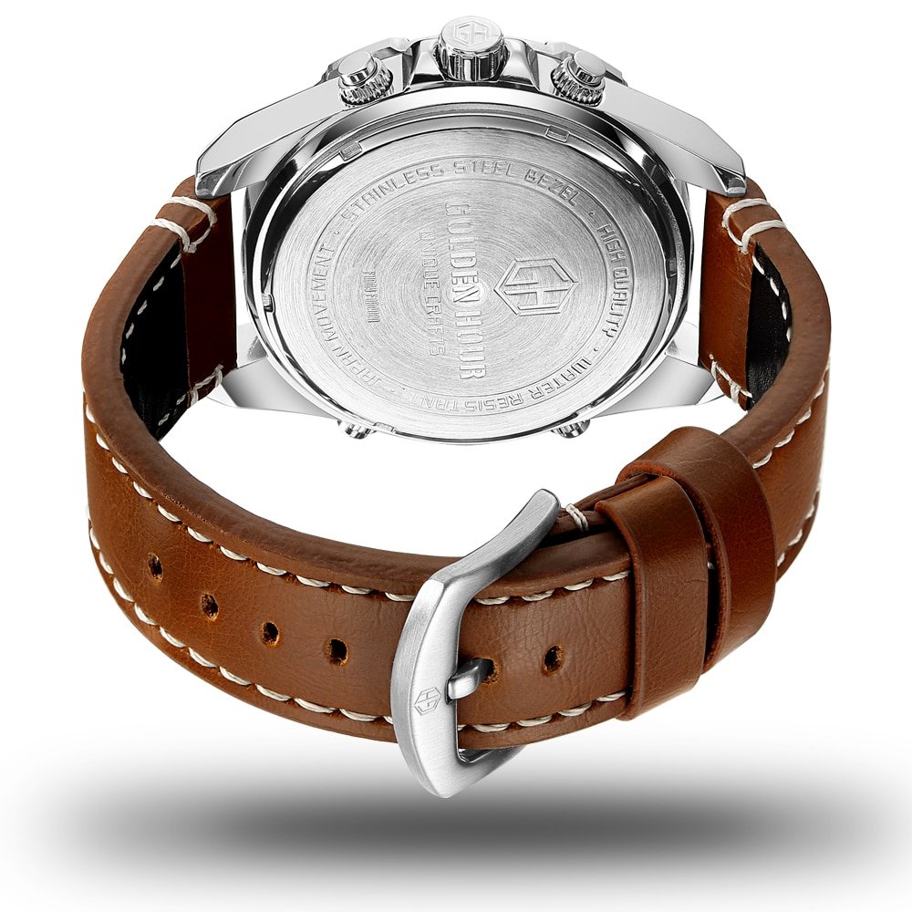 GOLDENHOUR montre bracelet en cuir pour homme accessoire de mode de Sport de luxe tanche style 3 GOLDENHOUR montre bracelet en cuir pour homme accessoire de mode de Sport de luxe tanche style 3
