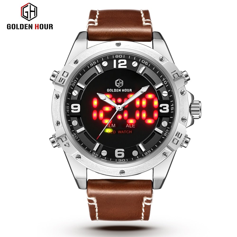 GOLDENHOUR montre bracelet en cuir pour homme accessoire de mode de Sport de luxe tanche style 5 GOLDENHOUR montre bracelet en cuir pour homme accessoire de mode de Sport de luxe tanche style 5