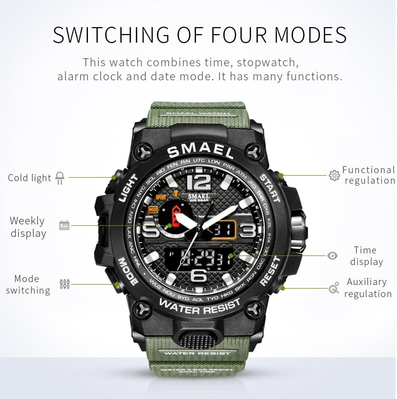 H0f5d3009b3514e1ba199a7f8eb58e733u Montre SMAEL SM04 – Montre Militaire pour la Natation et les Activités Sportives
