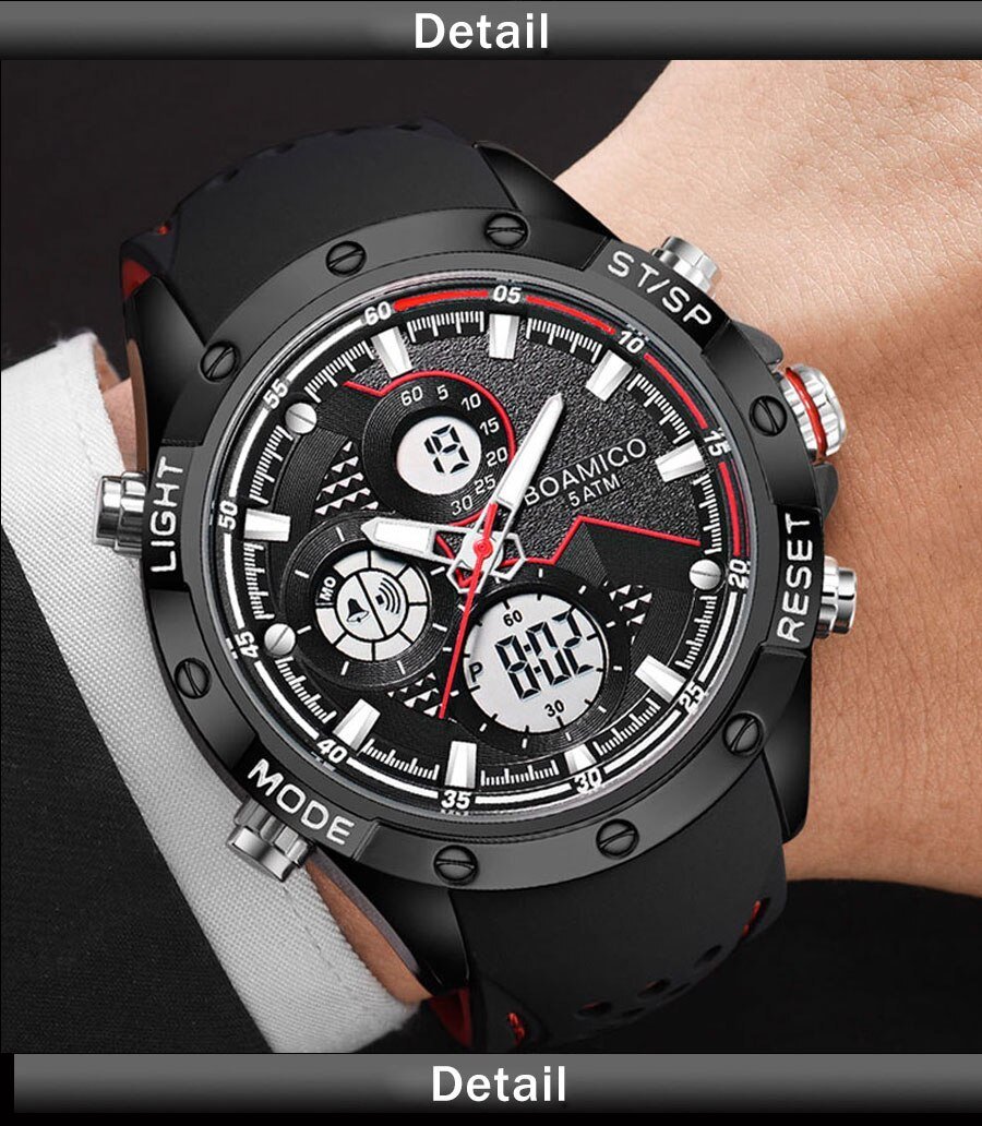 Montre BOAMIGO BM04 – Montre Étanche Analogique et Numérique à Quartz