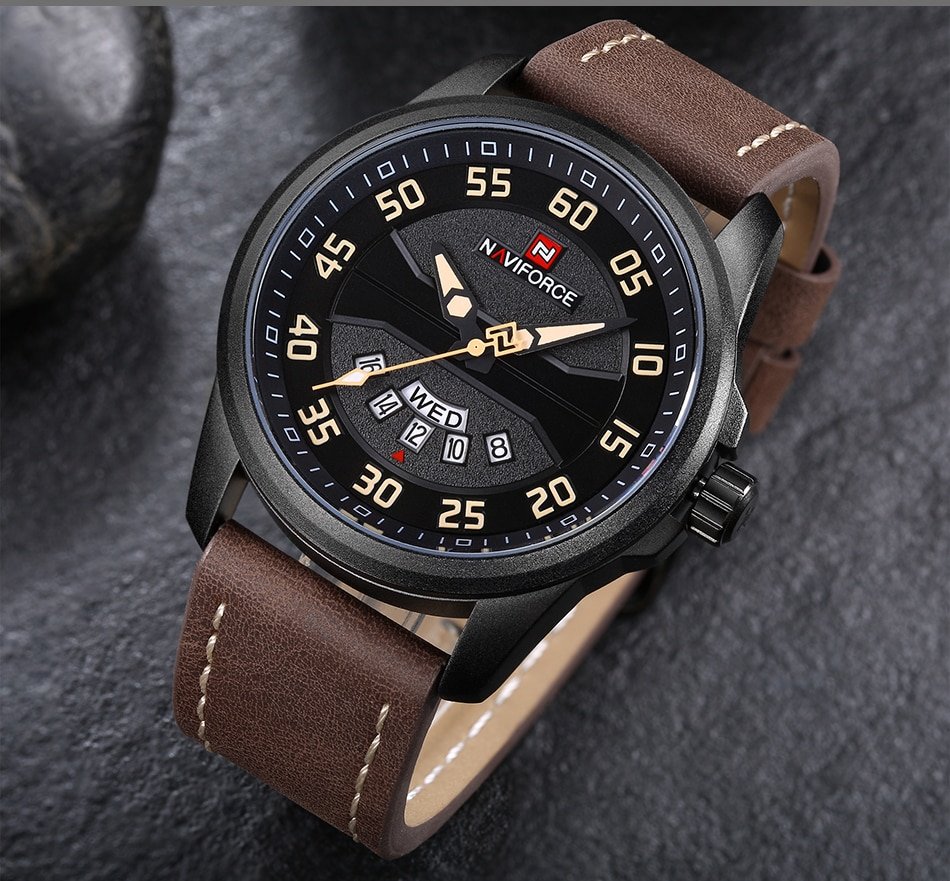 HTB156JxmjihSKJjy0Ffq6zGzFXaM Montre NAVIFORCE NV19 – Bracelet en Cuir Style Militaire pour Homme