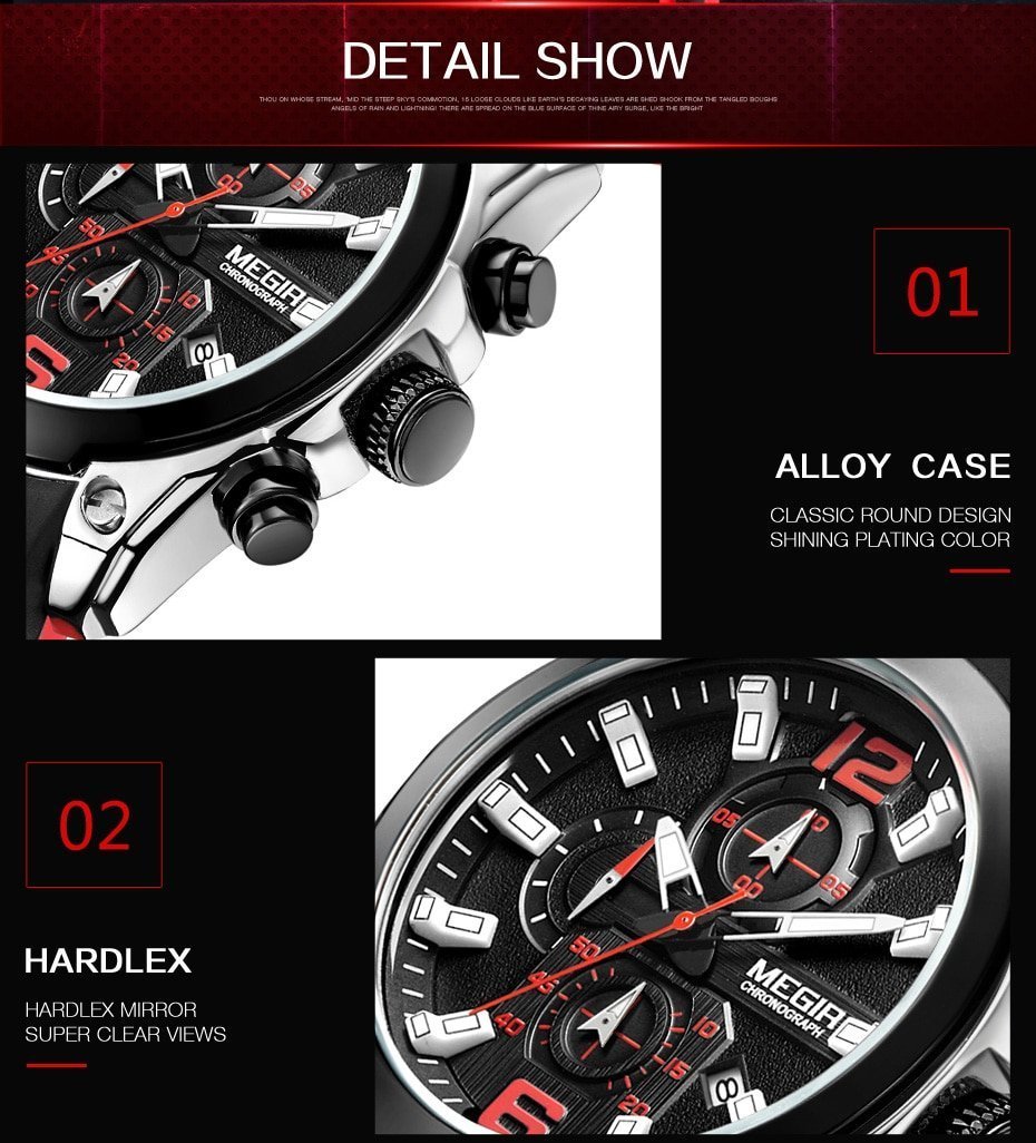 HTB1uG4WUwDqK1RjSZSyq6yxEVXa2 Montre Sport Homme MEGIR MG06 – Bracelet en Silicone Couleur Rouge Noir Silver