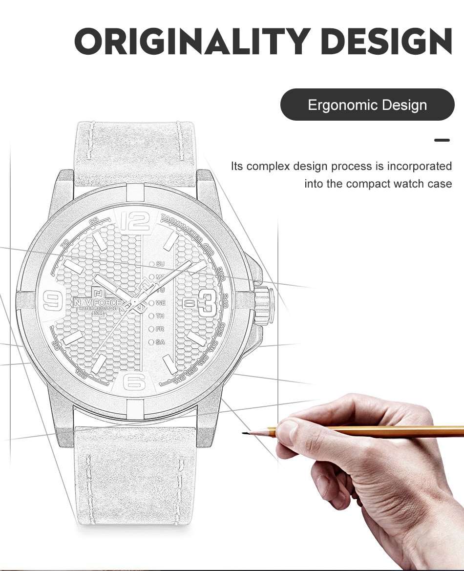 Hce56fd45140448a0aa3ce190ff744e8a0 Montre Homme NAVIFORCE NV16 – Bracelet en Cuir couleur – montre-bracelet pour hommes, marque de luxe, étanche