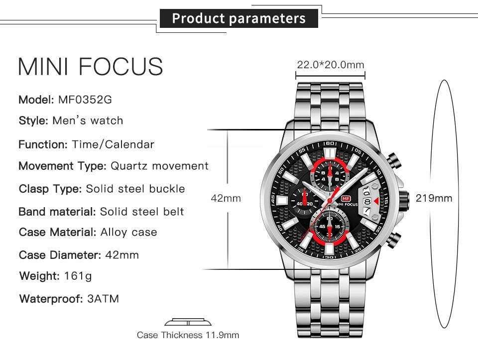 Hf25e75644ebb4090a352baf6235326a09 Montre Homme MINI FOCUS MF16 – Montre Sport de Luxe avec Chronographe