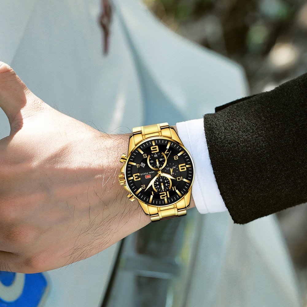 MINI FOCUS montre en acier inoxydable pour hommes chronographe marque de luxe Quartz calendrier tanche 2020 2