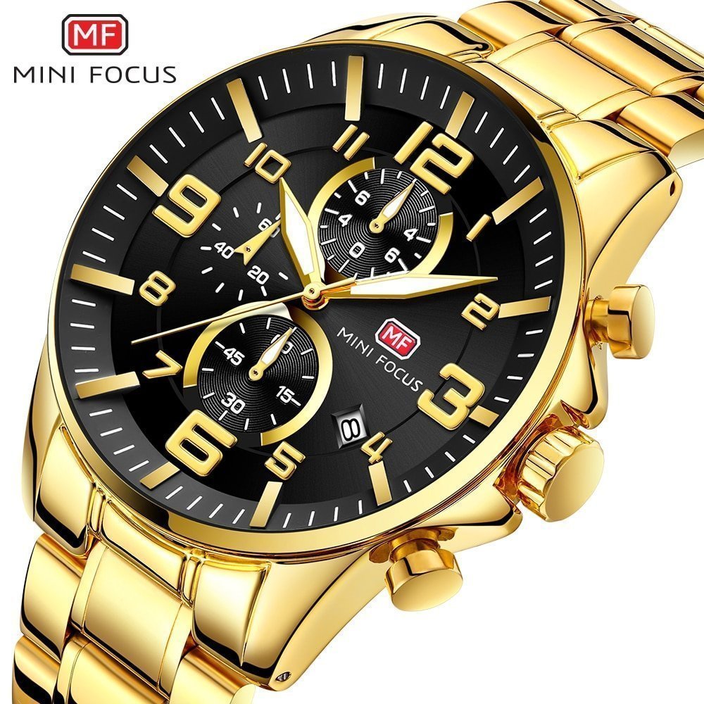 MINI FOCUS montre en acier inoxydable pour hommes chronographe marque de luxe Quartz calendrier tanche 2020