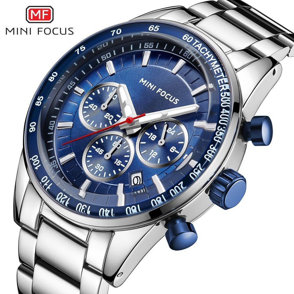 MINI FOCUS montre militaire en acier inoxydable pour homme marque de luxe Quartz horloge de Sport
