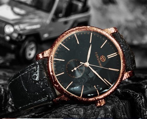 Montre FORSINING FS02 Montre Automatique Simple pour Hommes Squelette Mécanique 1